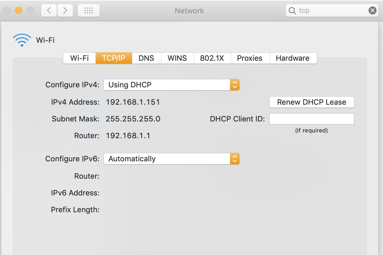 Настройки сети Wi-Fi в macOS