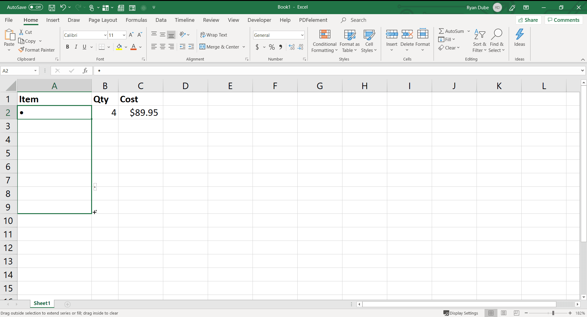 Скриншот заполнения ячеек маркерами в Excel