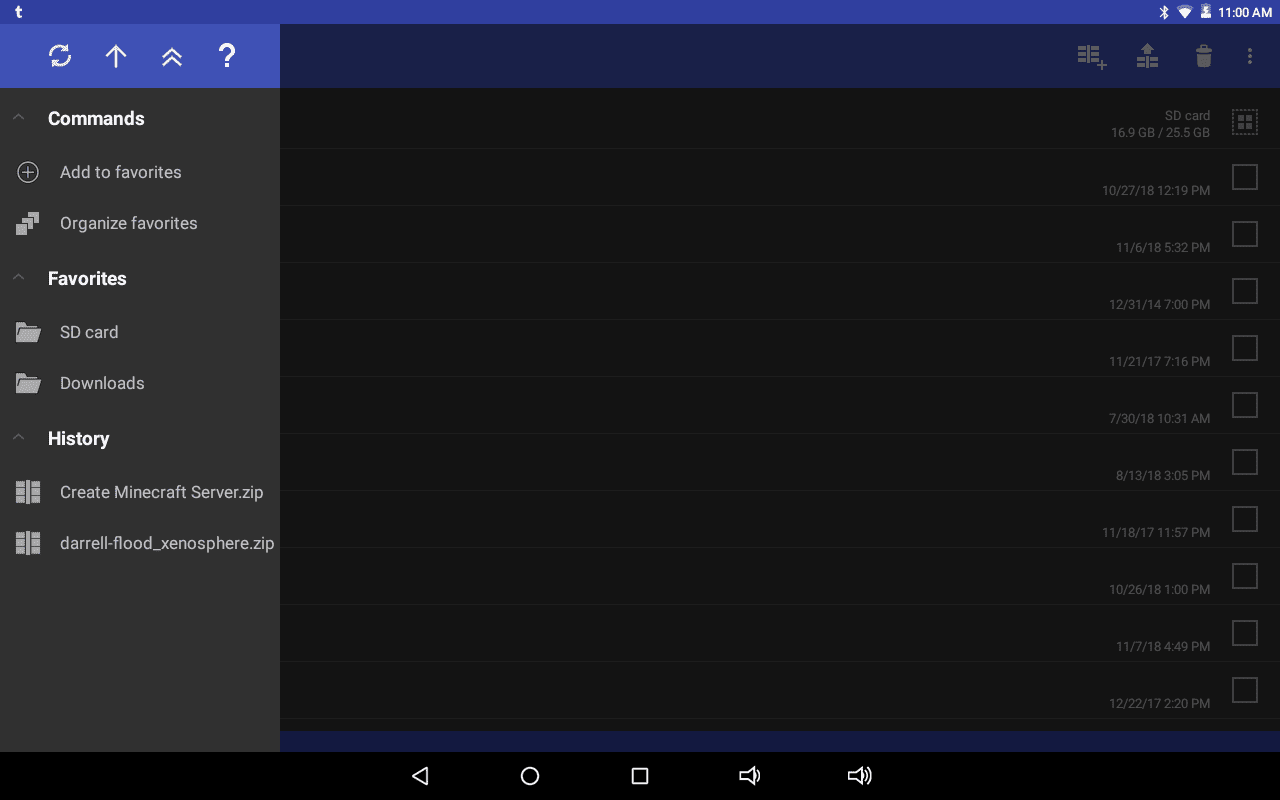 Приложение RAR для командного меню Android