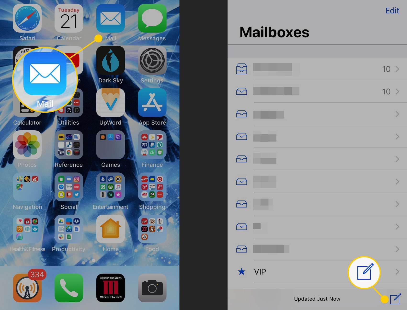 Создание нового сообщения в приложении Почта на iPhone