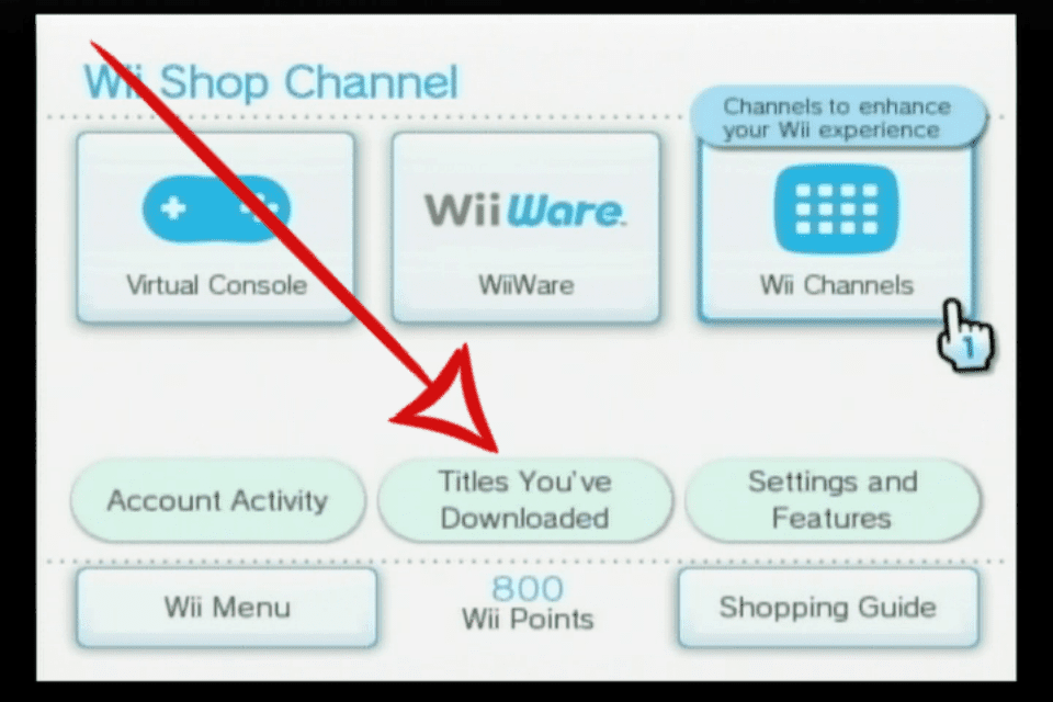 Доступ к названиям, которые вы've downloaded on the Wii