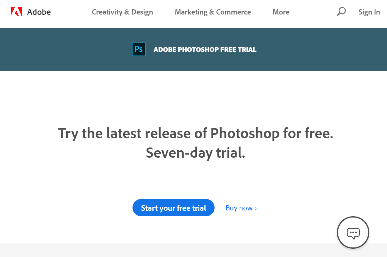 Бесплатная пробная страница Photoshop