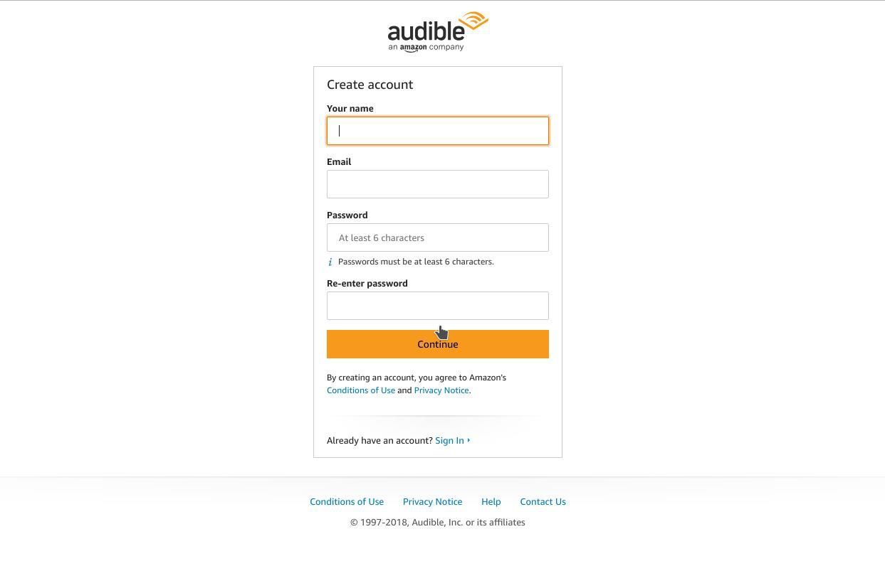 Для регистрации в Amazon требуется только имя, имя пользователя и пароль.