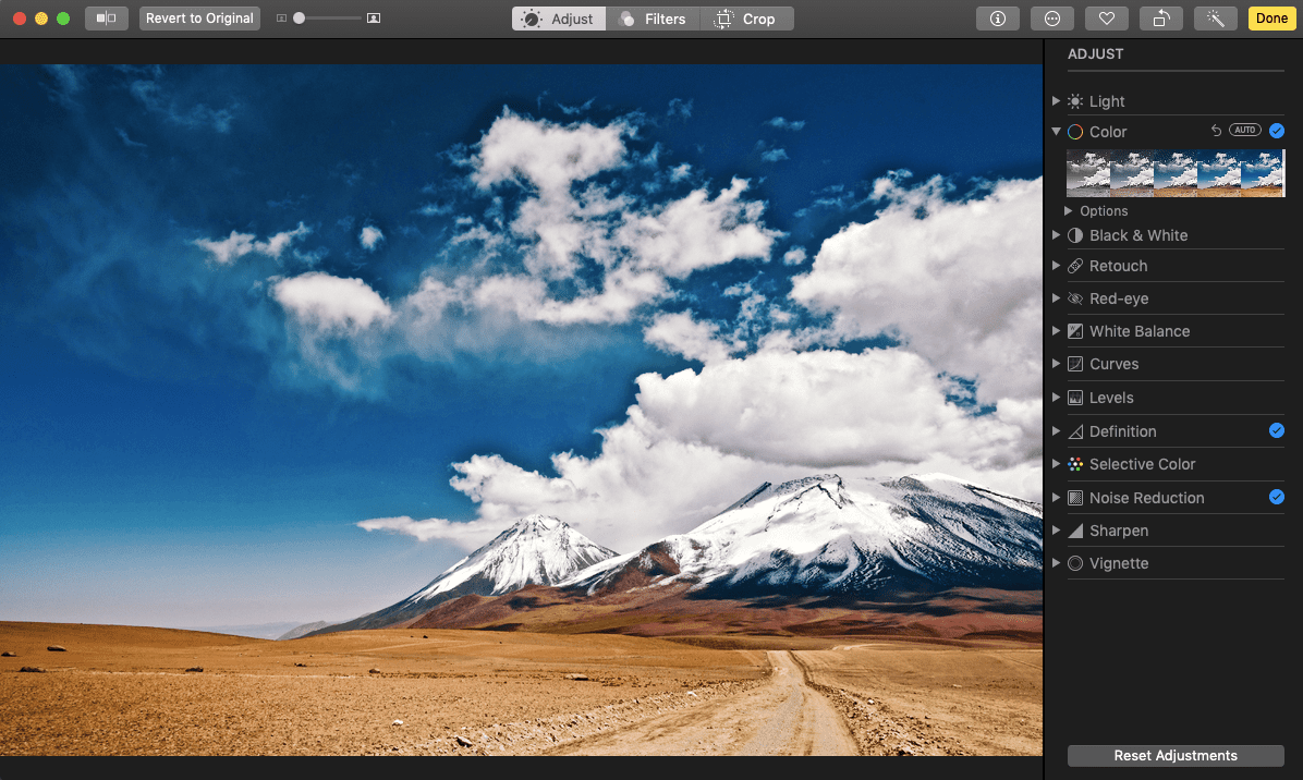 Скриншот настройки и цвета на Mac
