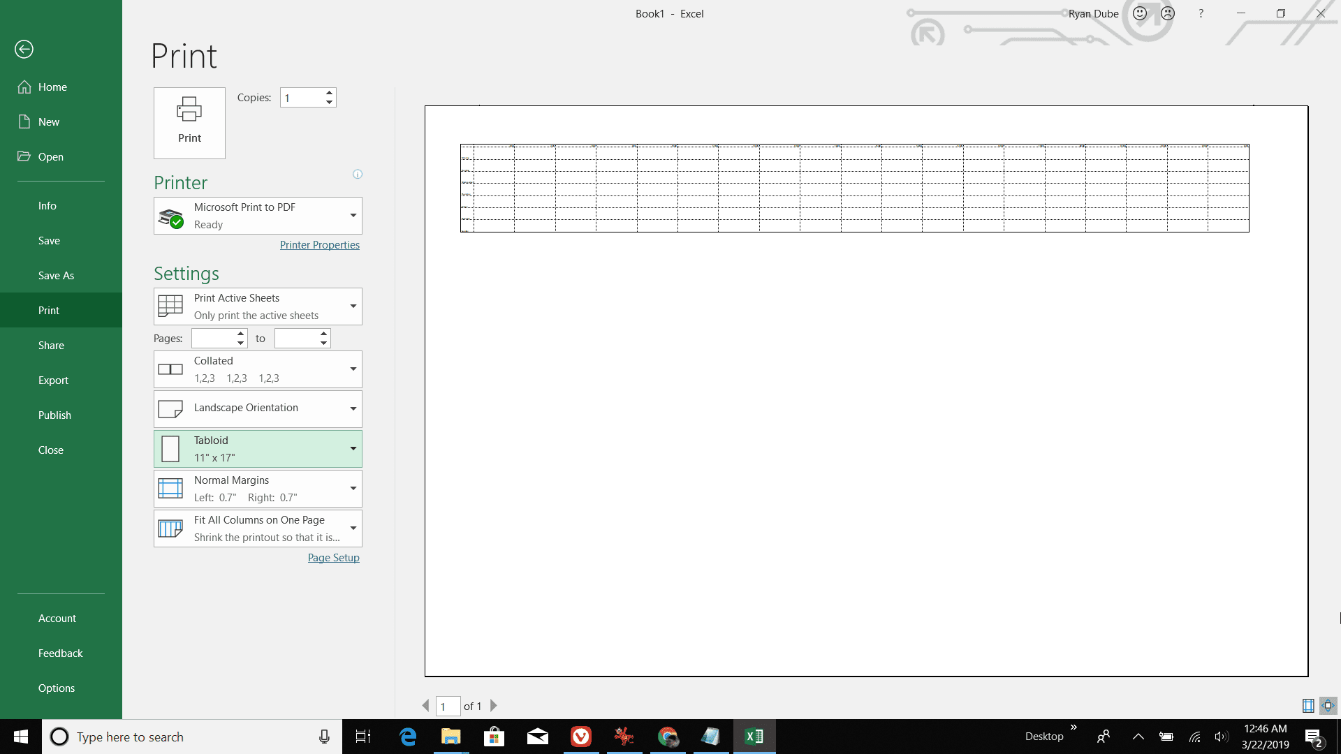 Скриншот распечатки ежедневной повестки дня в Excel