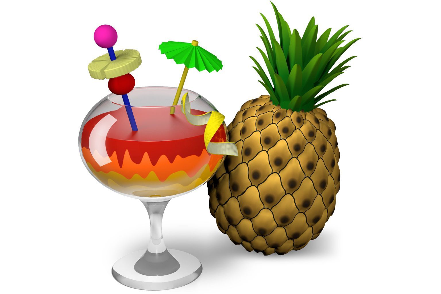 Значок HandBrake с ананасом и тропическим напитком