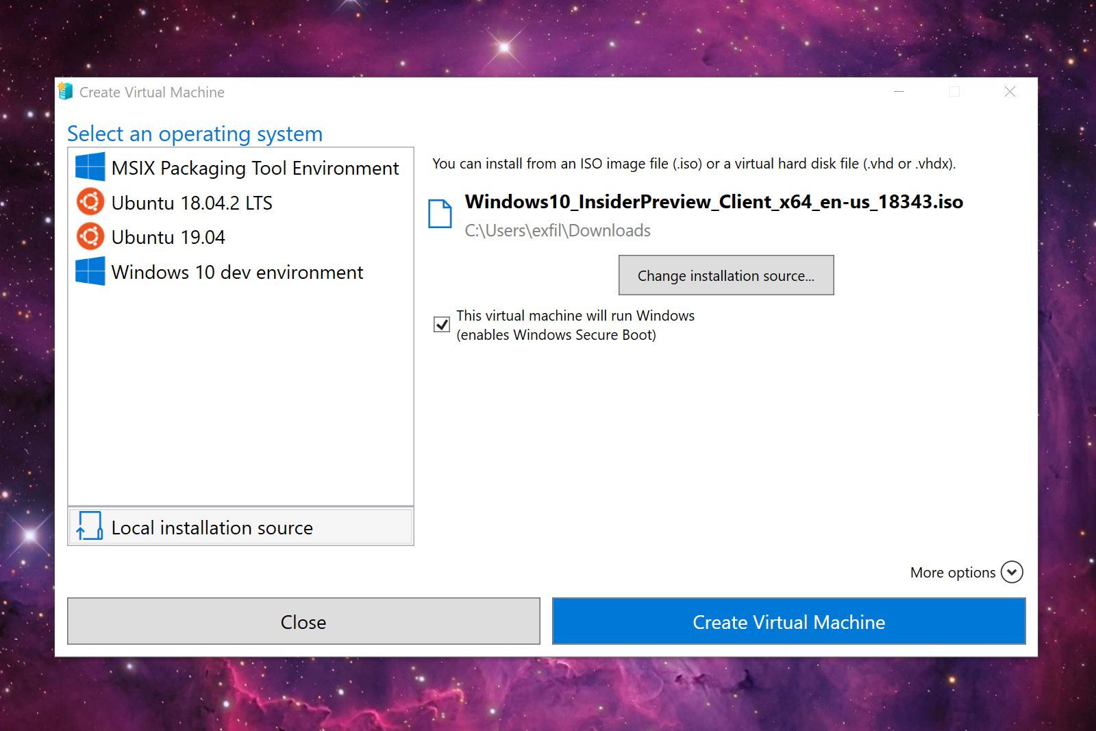 Запустите Windows 10 Preview Hyper-V