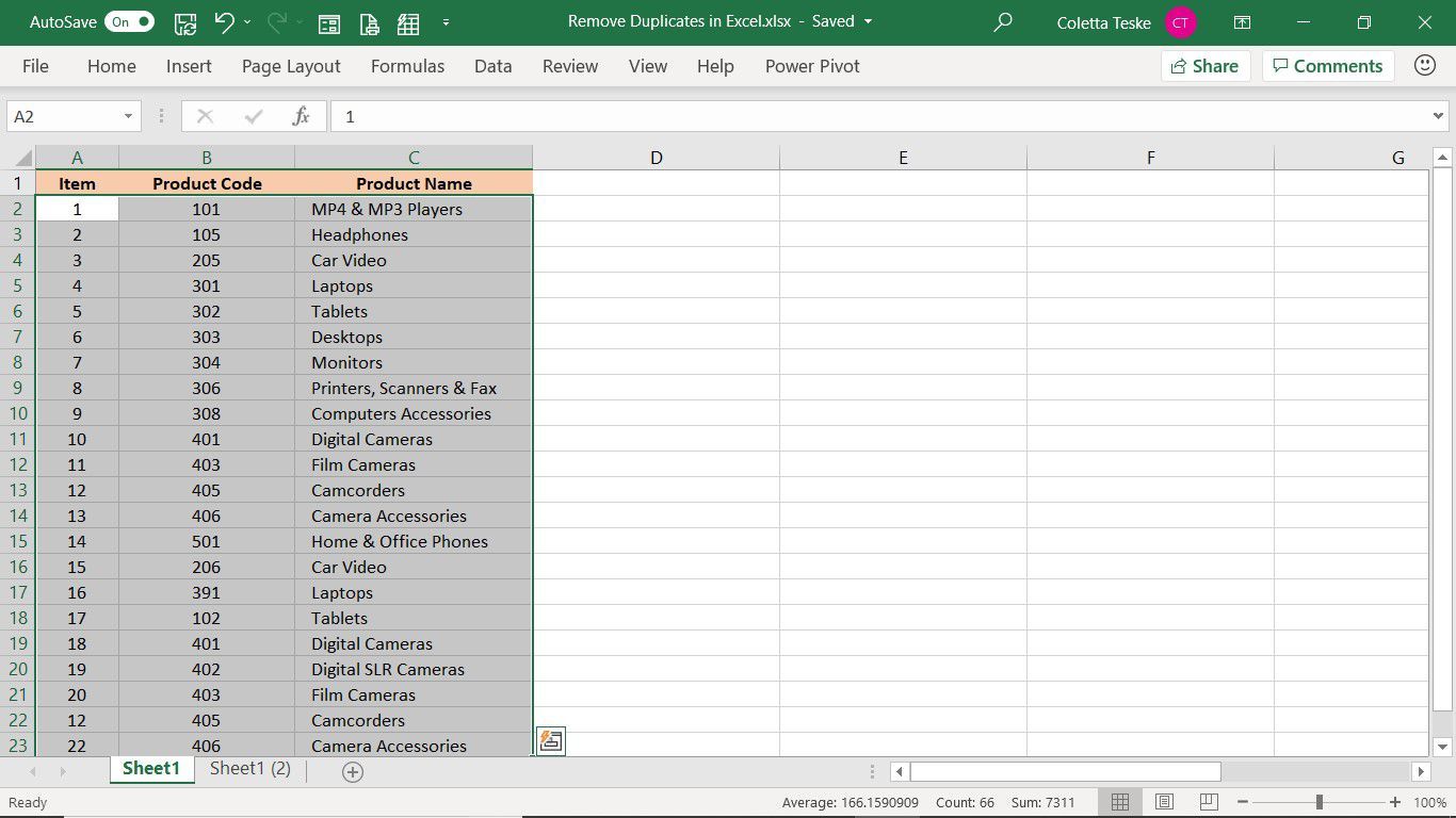 Данные, содержащие повторяющиеся строки в листе Excel