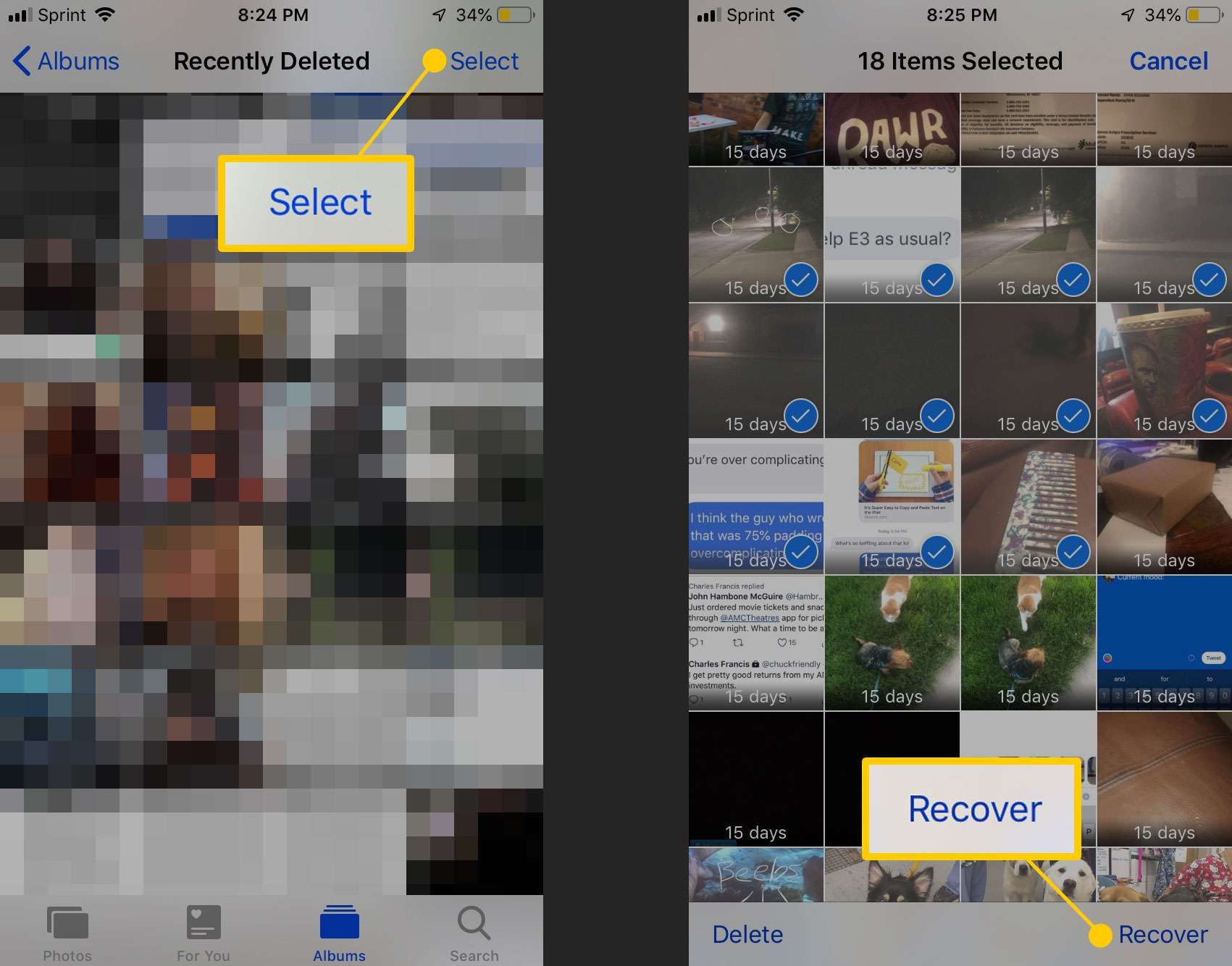 Восстановить удаленные фотографии на скриншоте iPhone