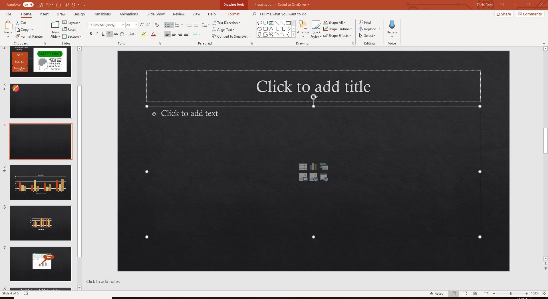 Скриншот пустого шаблона PowerPoint.