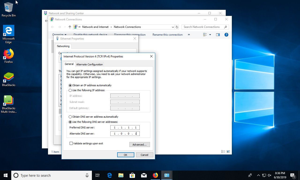 Windows 10 изменить DNS