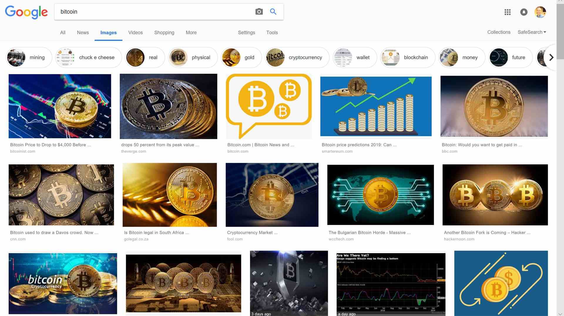 Результаты поиска изображений Google Bitcoin.
