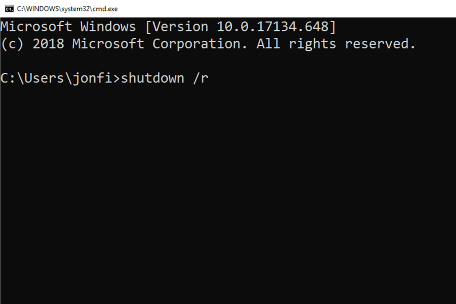 команда shutdown r в Windows 10