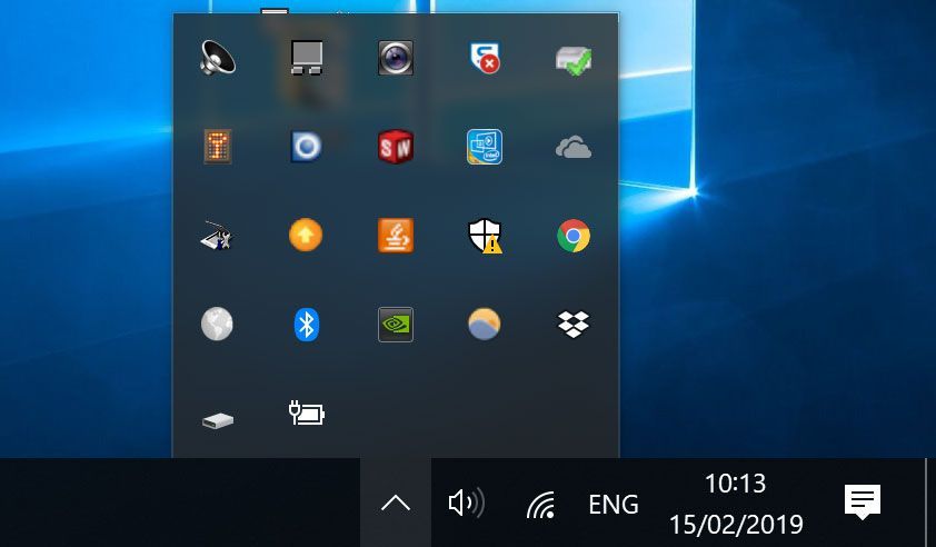 Windows 10 Battery Icon в скрытых значках в системном трее