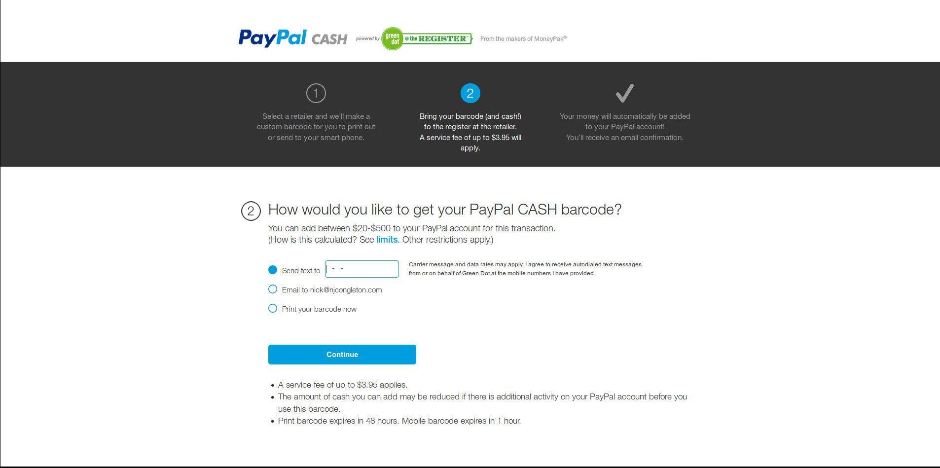Получите ваш денежный код PayPal