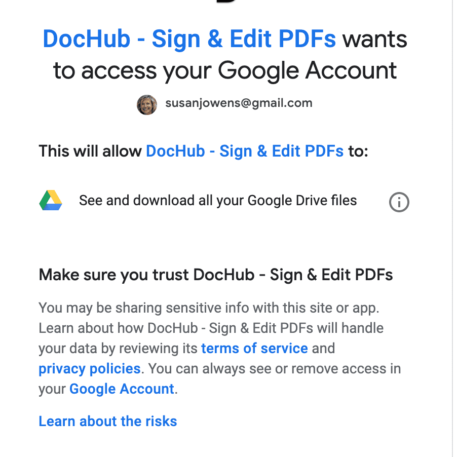 Скриншот доступа к DocHub.