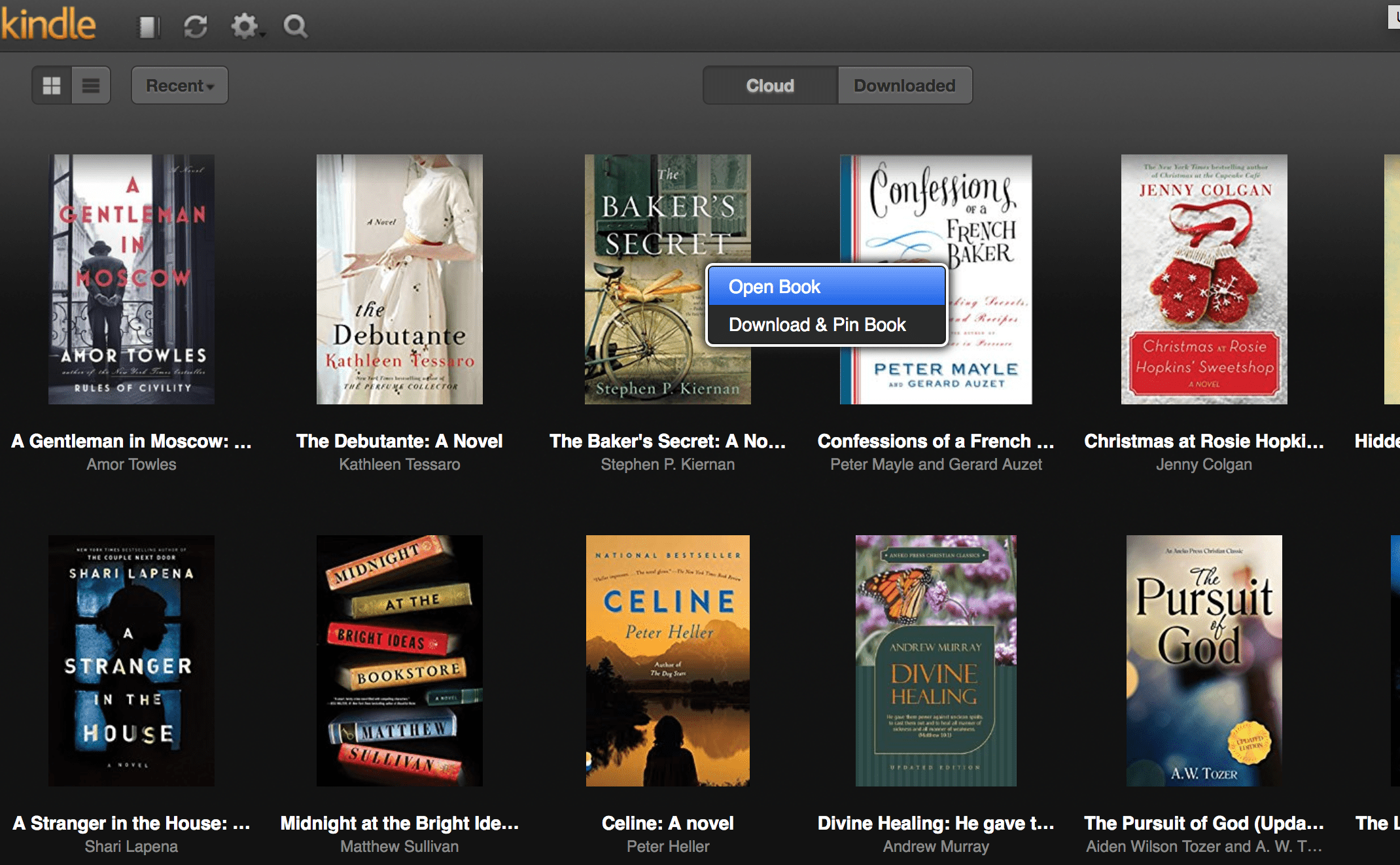 Скриншот библиотеки Kindle Cloud для чтения книг