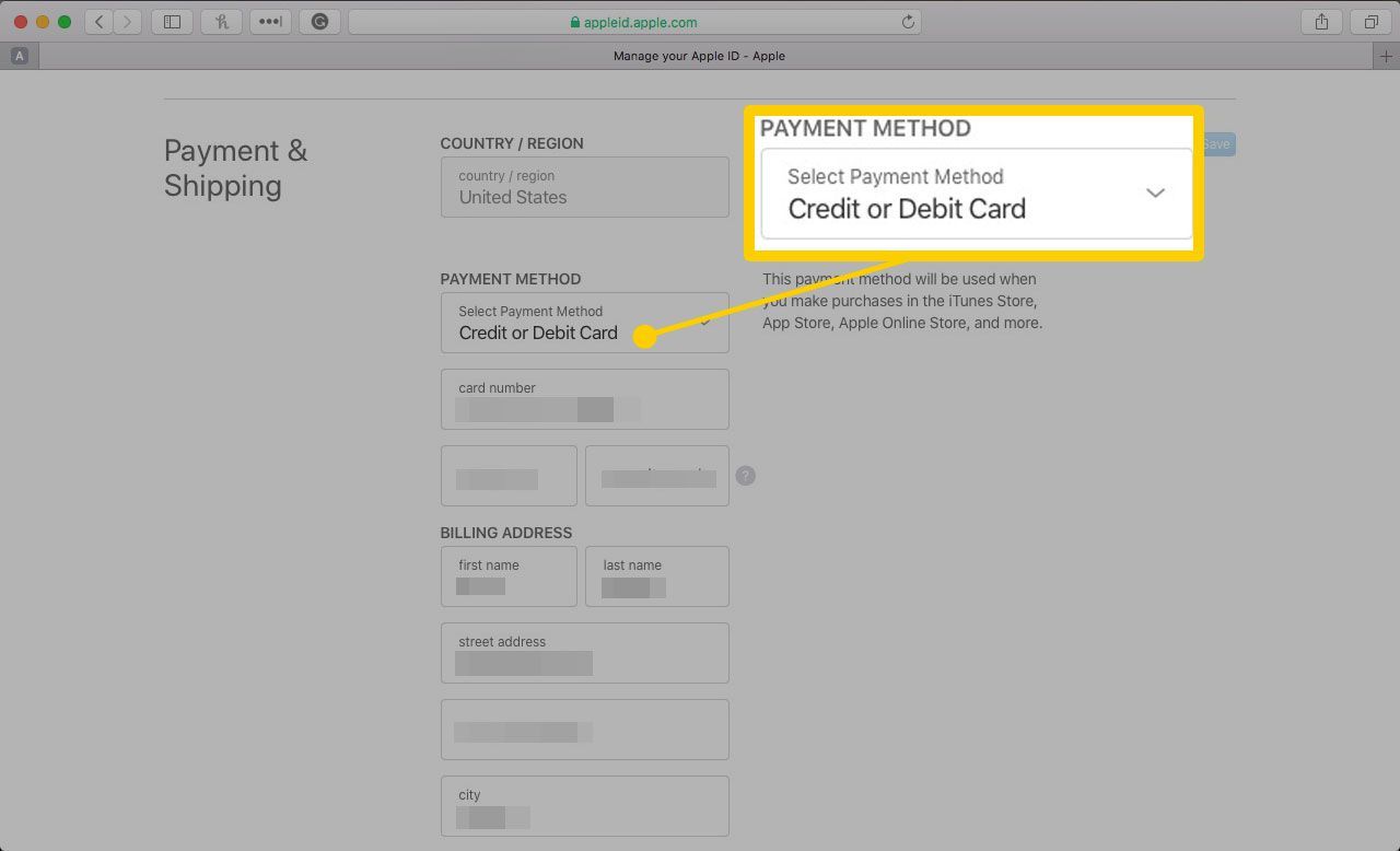 Добавление кредитной карты в Apple ID