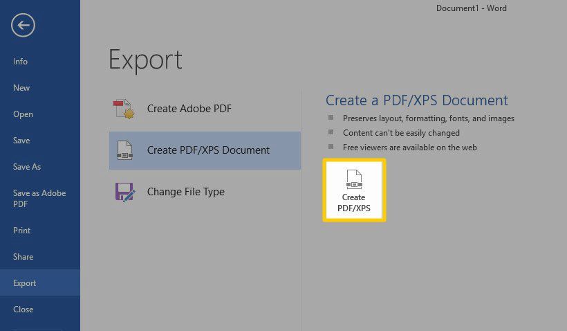 Как создать документ PDF / XPS в MS Word.