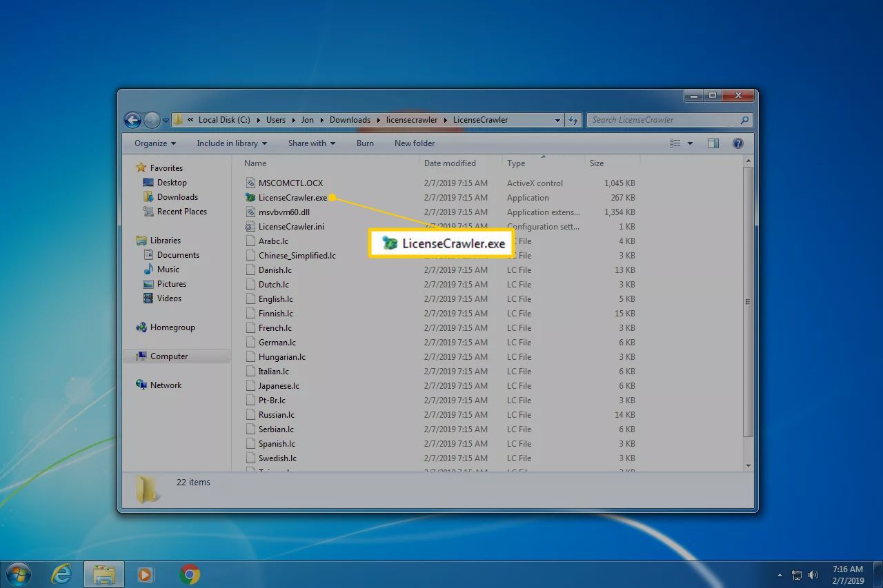 Файл LicenseCrawler.exe в Windows