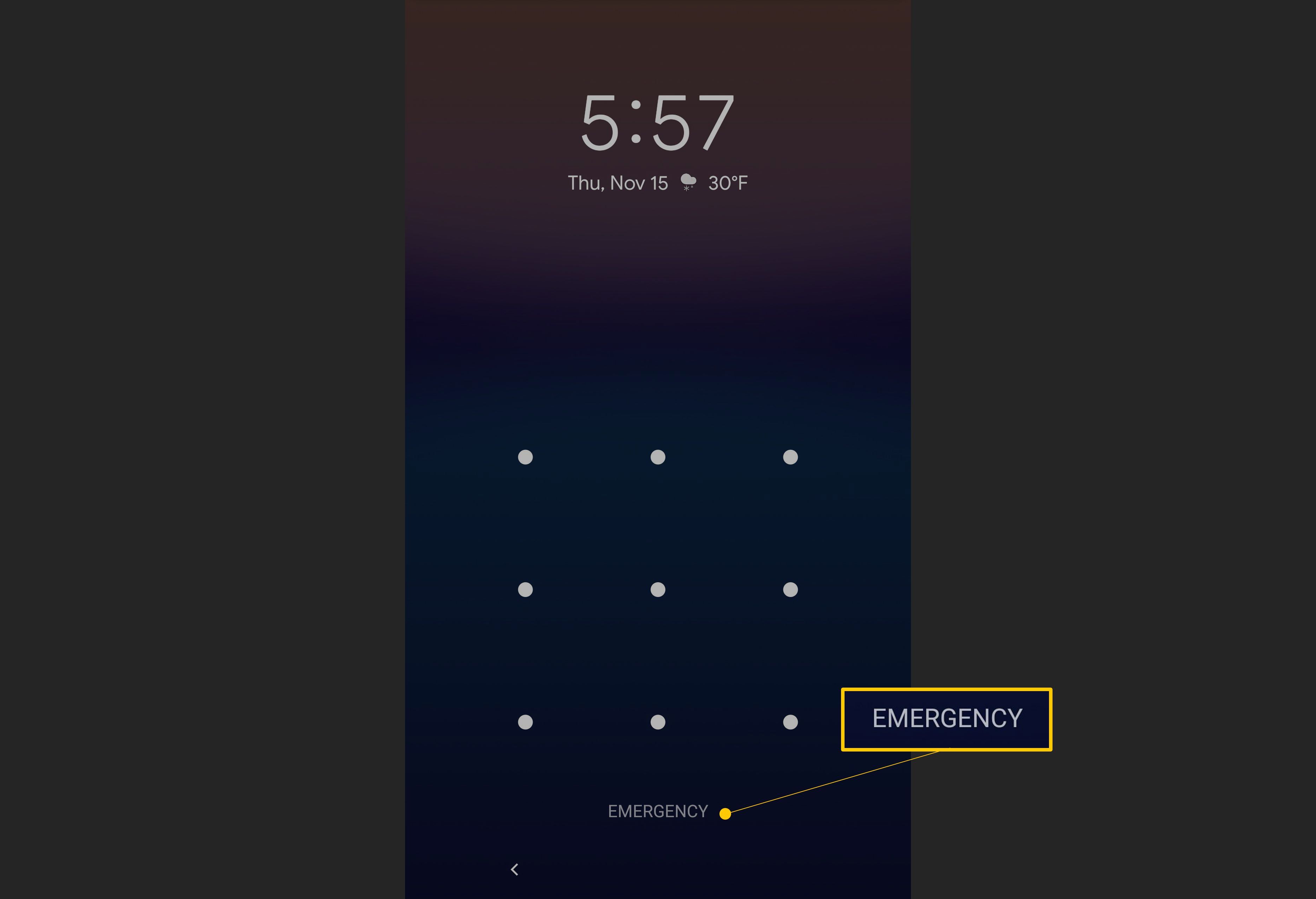 Кнопка экстренного вызова на экране блокировки Android