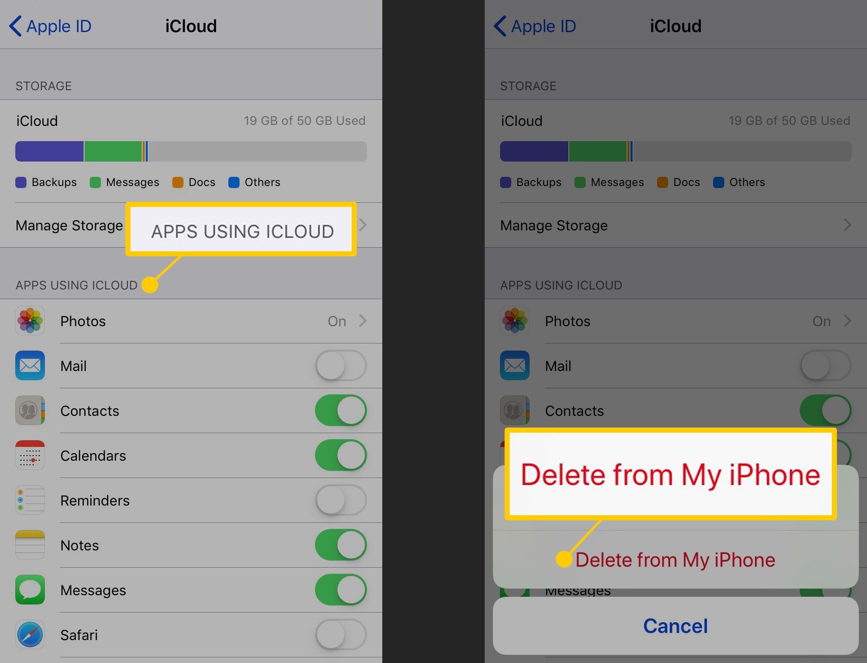 Удалить приложения с помощью iCloud с iPhone