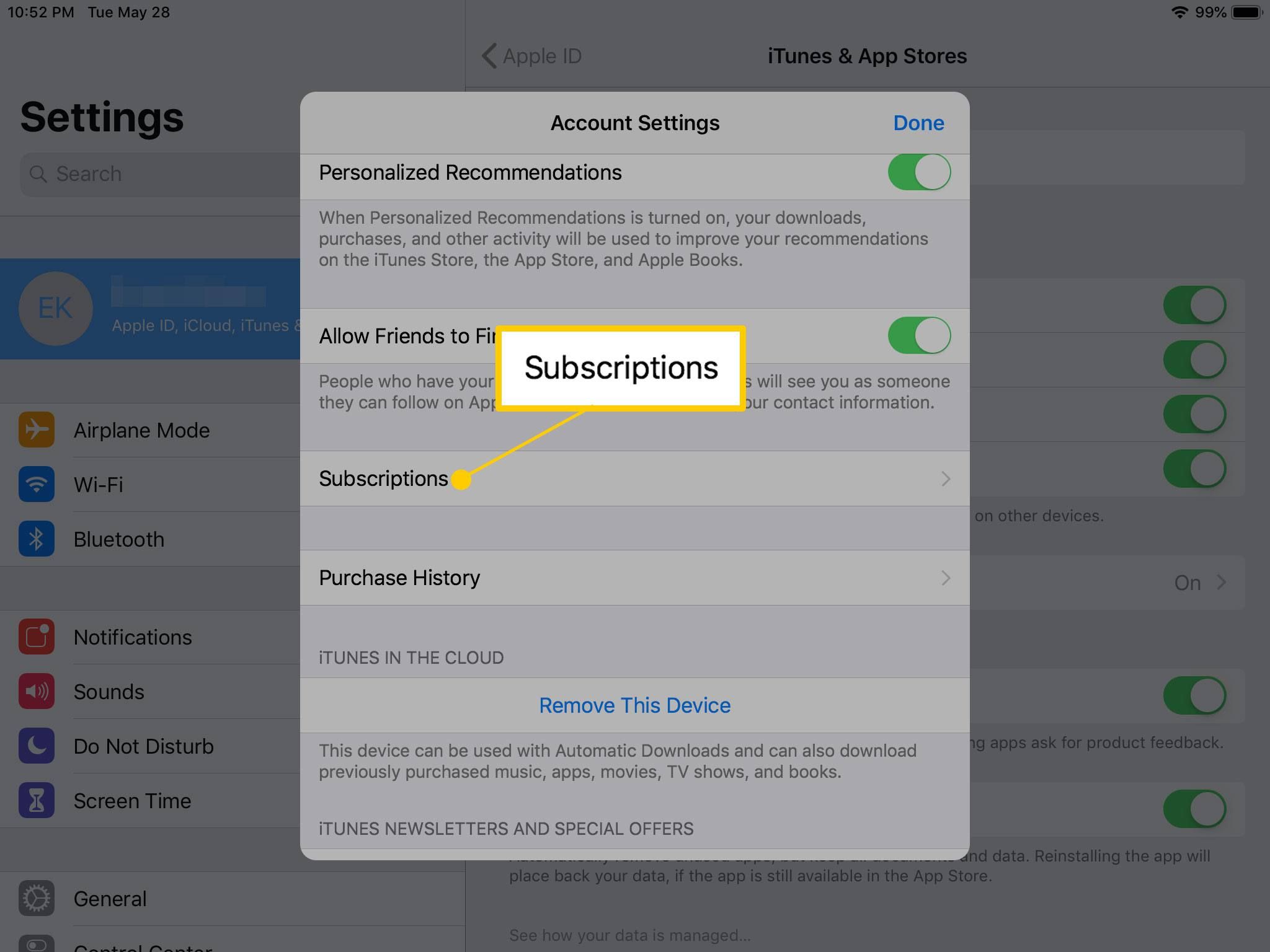 Отмена подписок на приложения на iPad