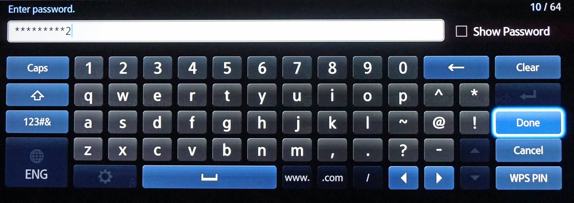Samsung UBD-K8500 - введите сетевой пароль