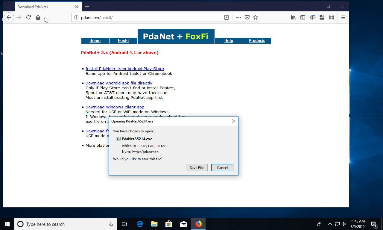 Скачать PdaNet на Windows 10