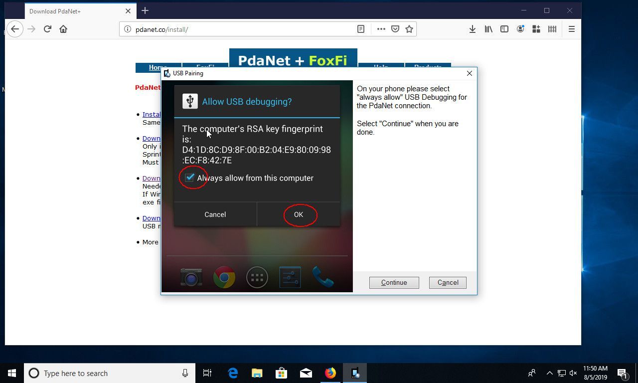 Windows 10 PdaNet + разрешить отладку