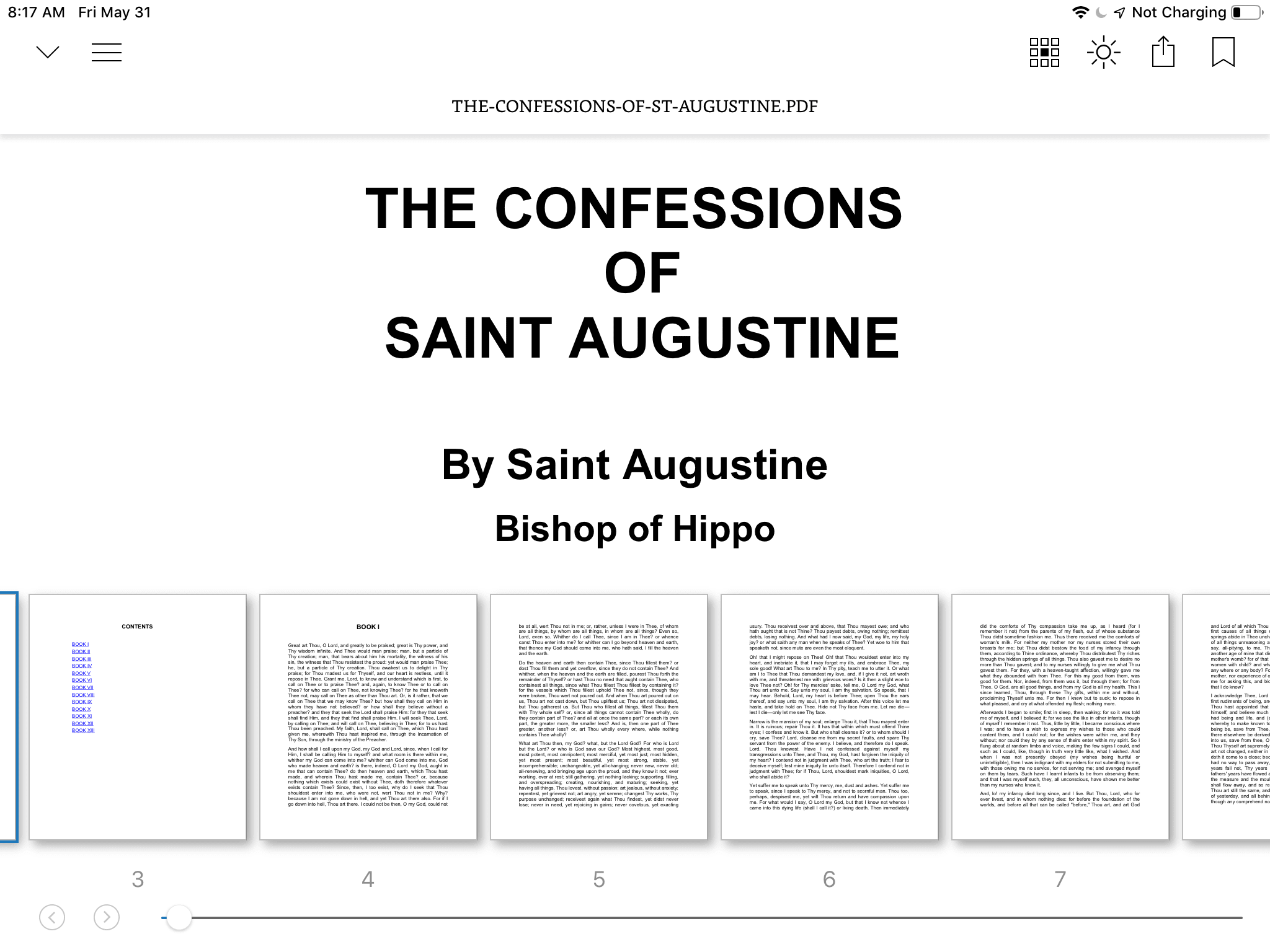 «Признания святого Августина» открываются в приложении Kindle для iPad