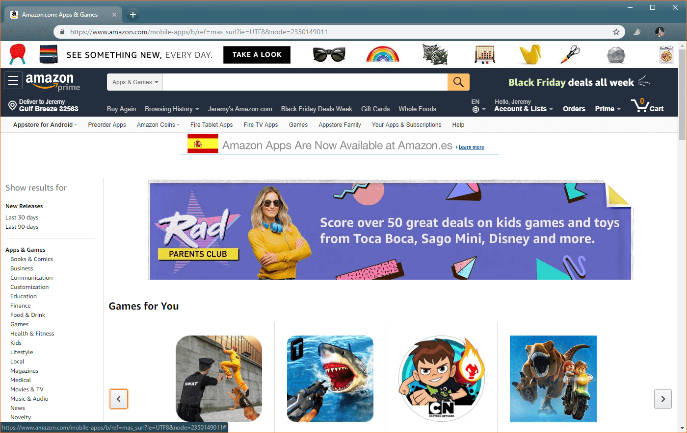 Скриншот магазина приложений Amazon.