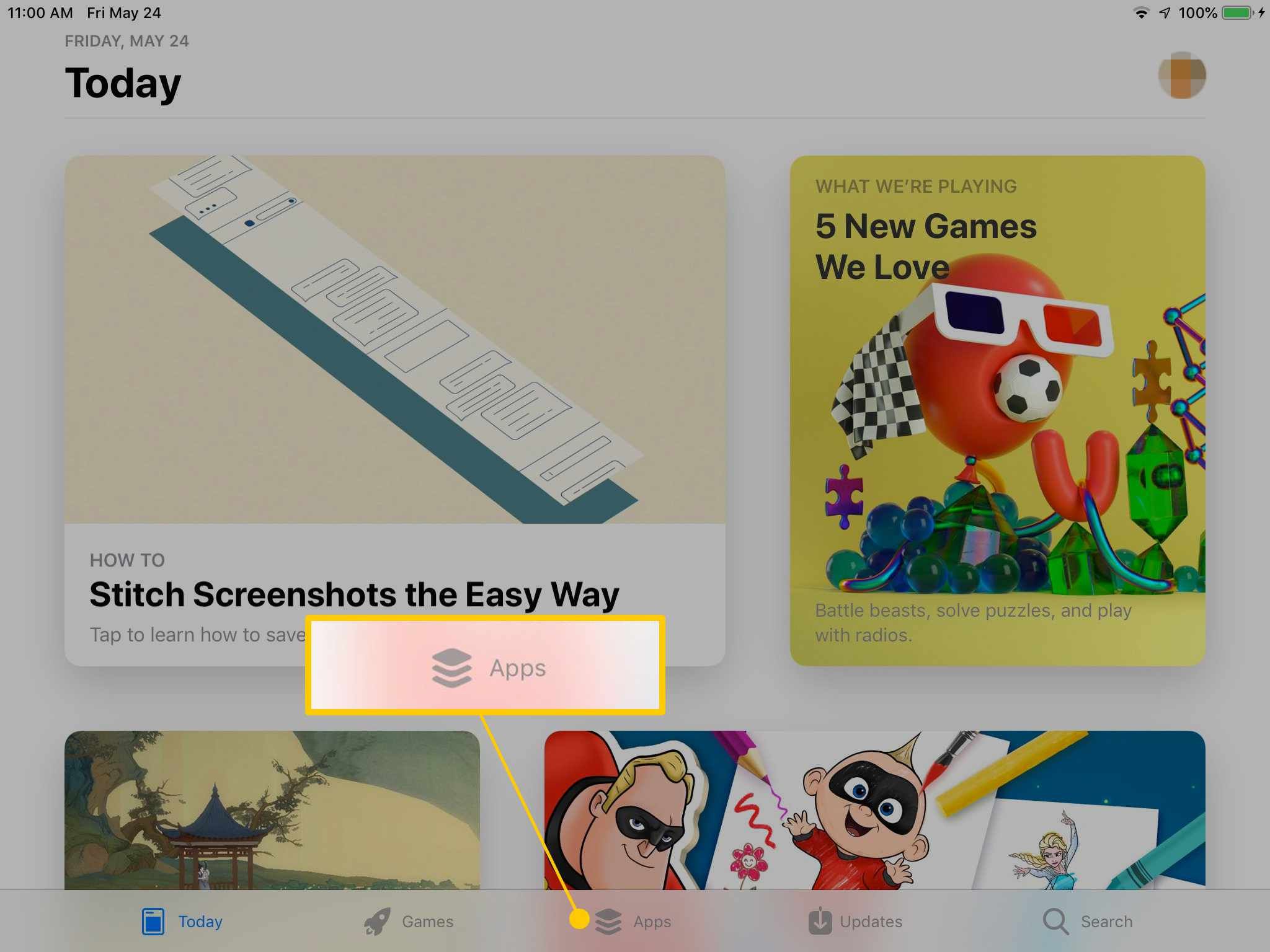 Значок приложения на экране «Сегодня» в App Store на iPad