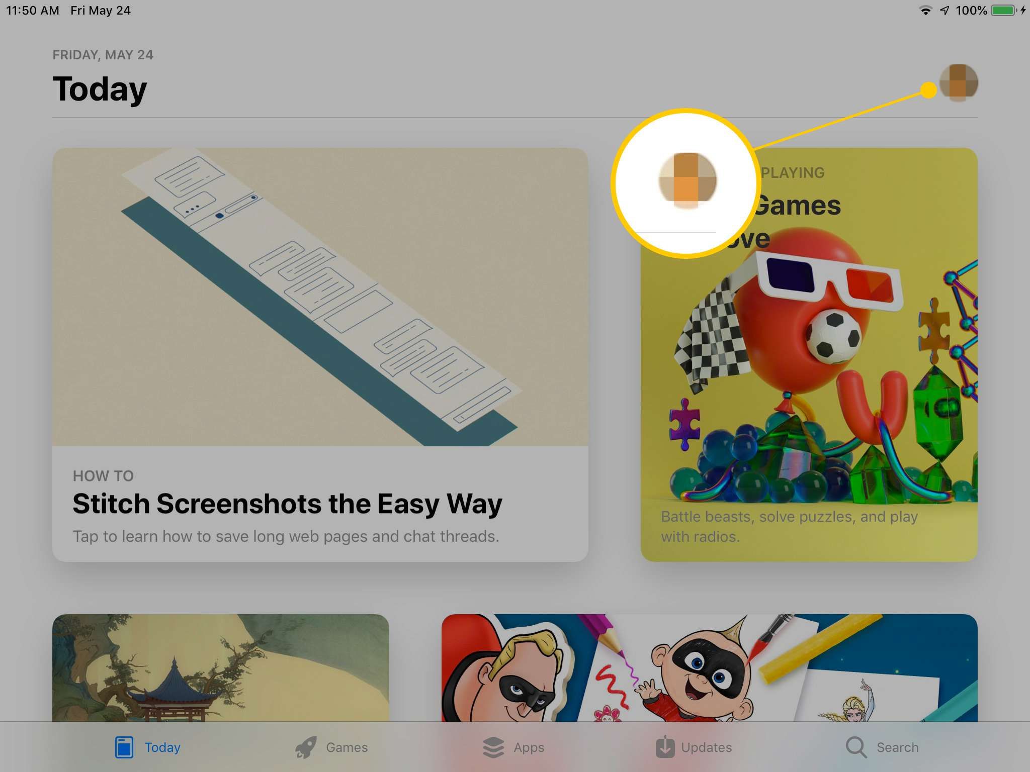 Аватар для аккаунта App Store на iPad
