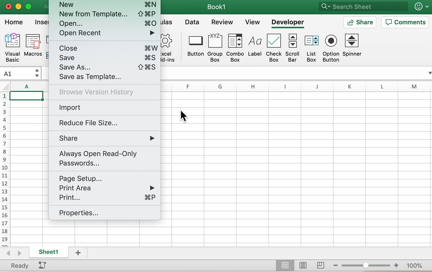 Сохранить как пункт меню в Excel