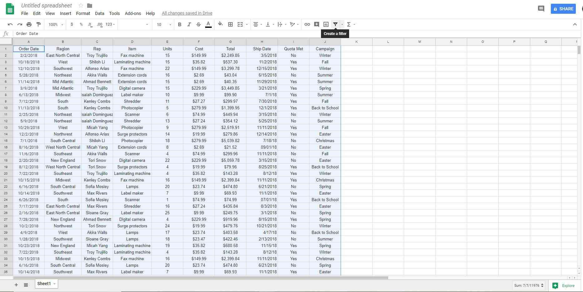 Форматировать данные в виде таблицы в Google Sheets
