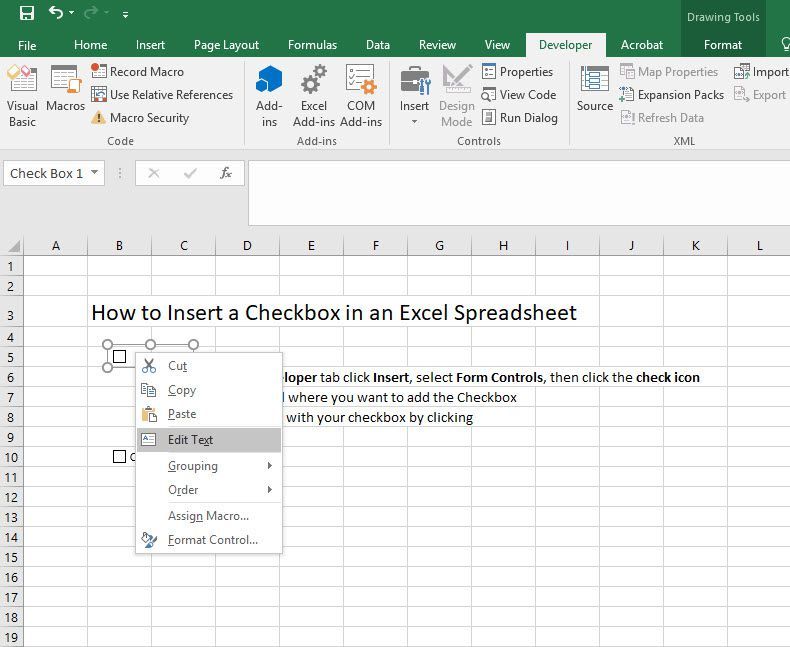 Как редактировать текст при вставке текстового поля в Excel