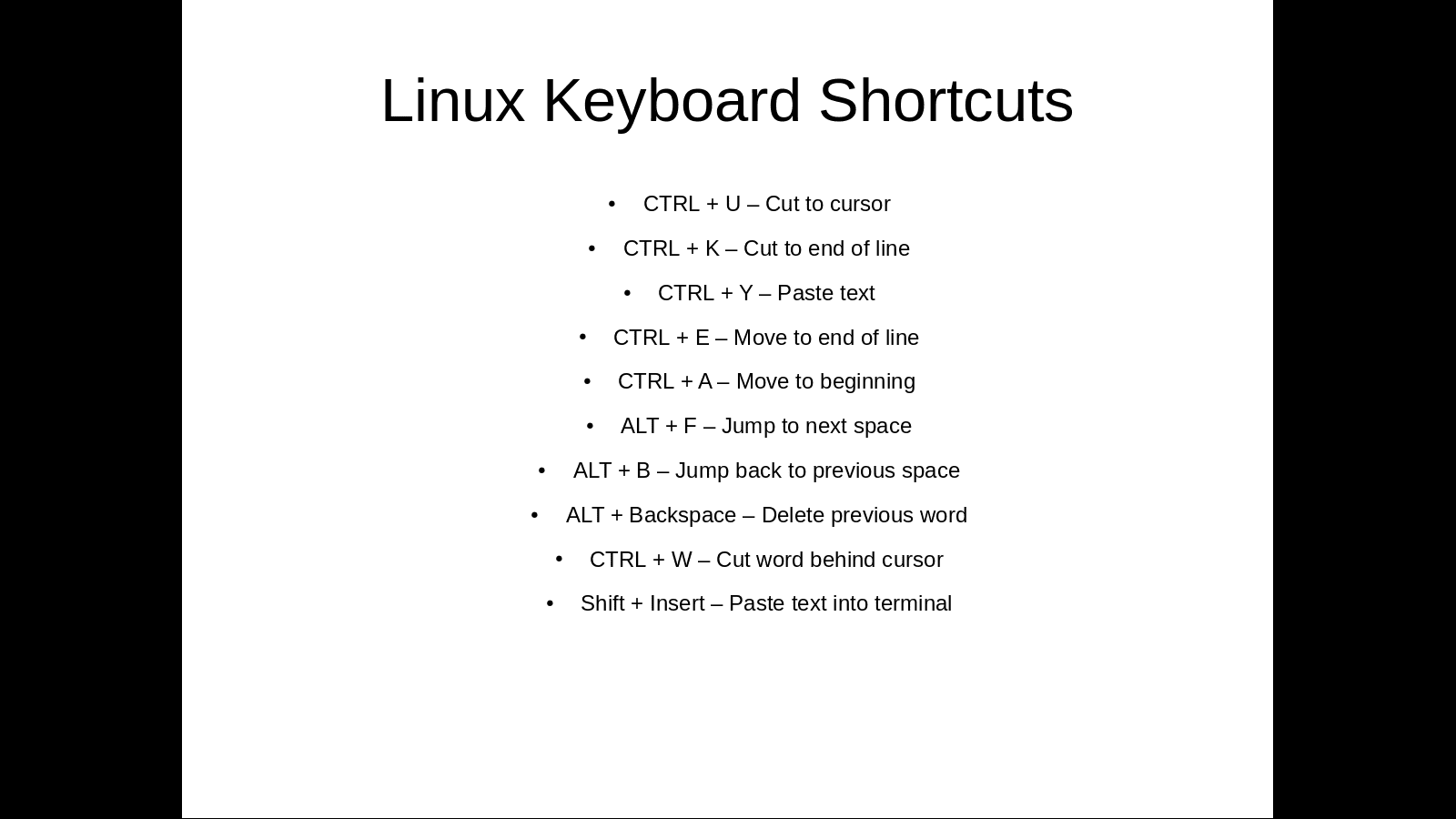 Общие сочетания клавиш Linux