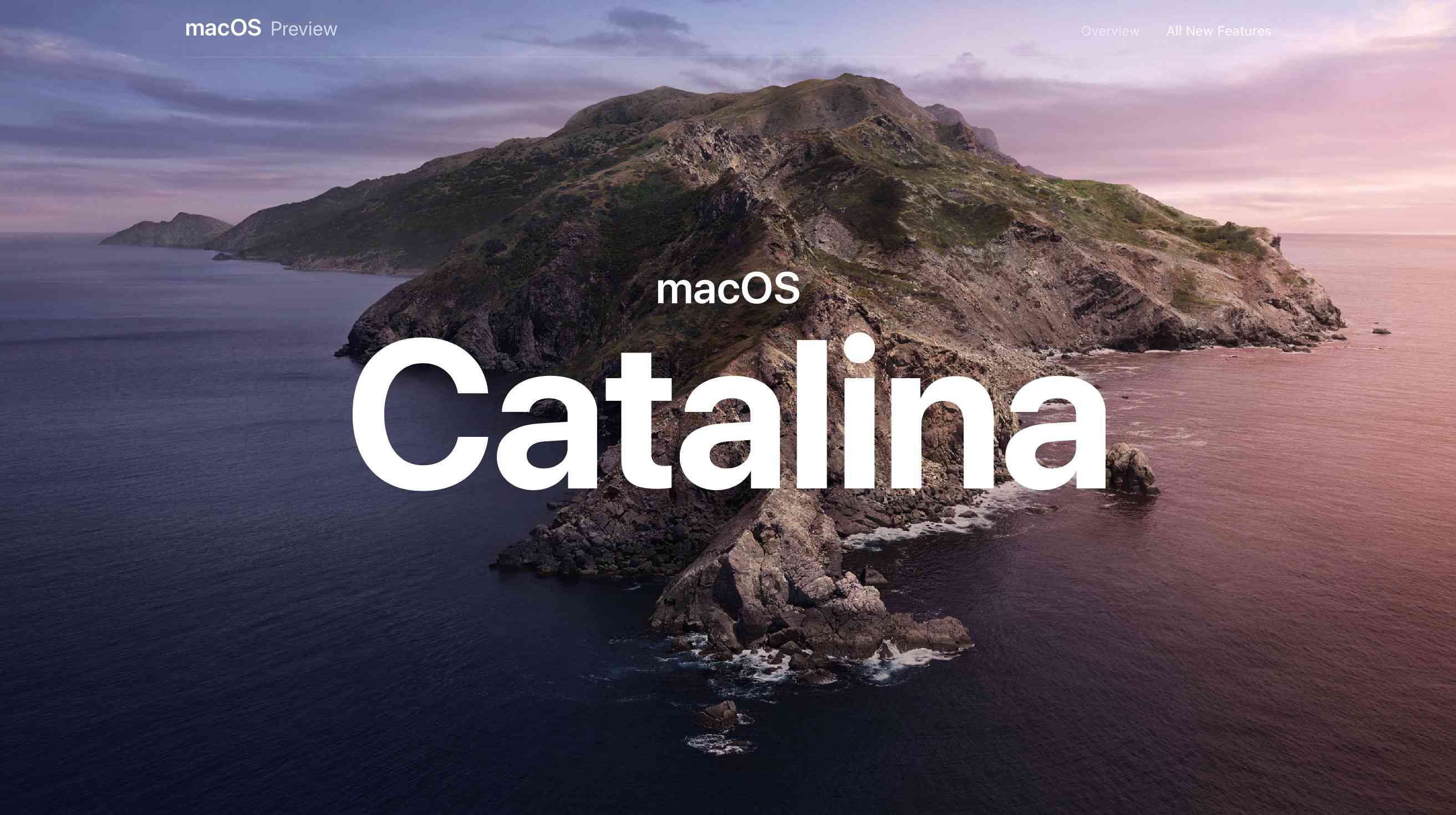 MacOS Каталина веб-страница на Apple.com