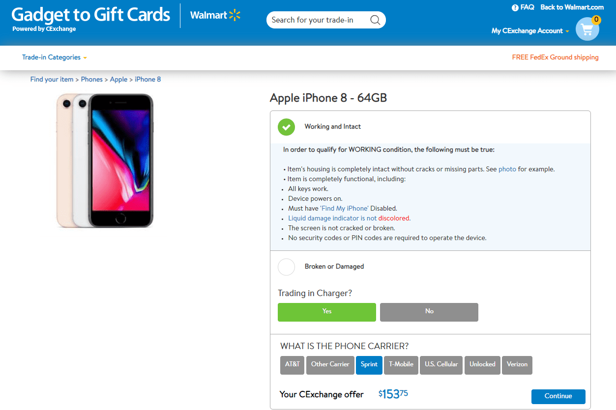 стоимость iPhone в Walmart's Gadget to Gift Cards