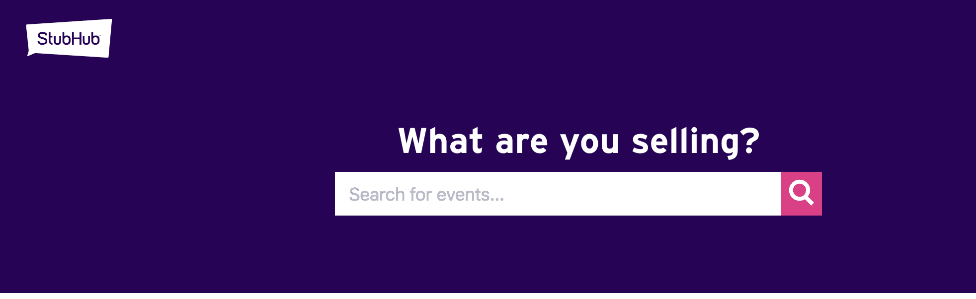 Снимок экрана, показывающий StubHub's search bar of events