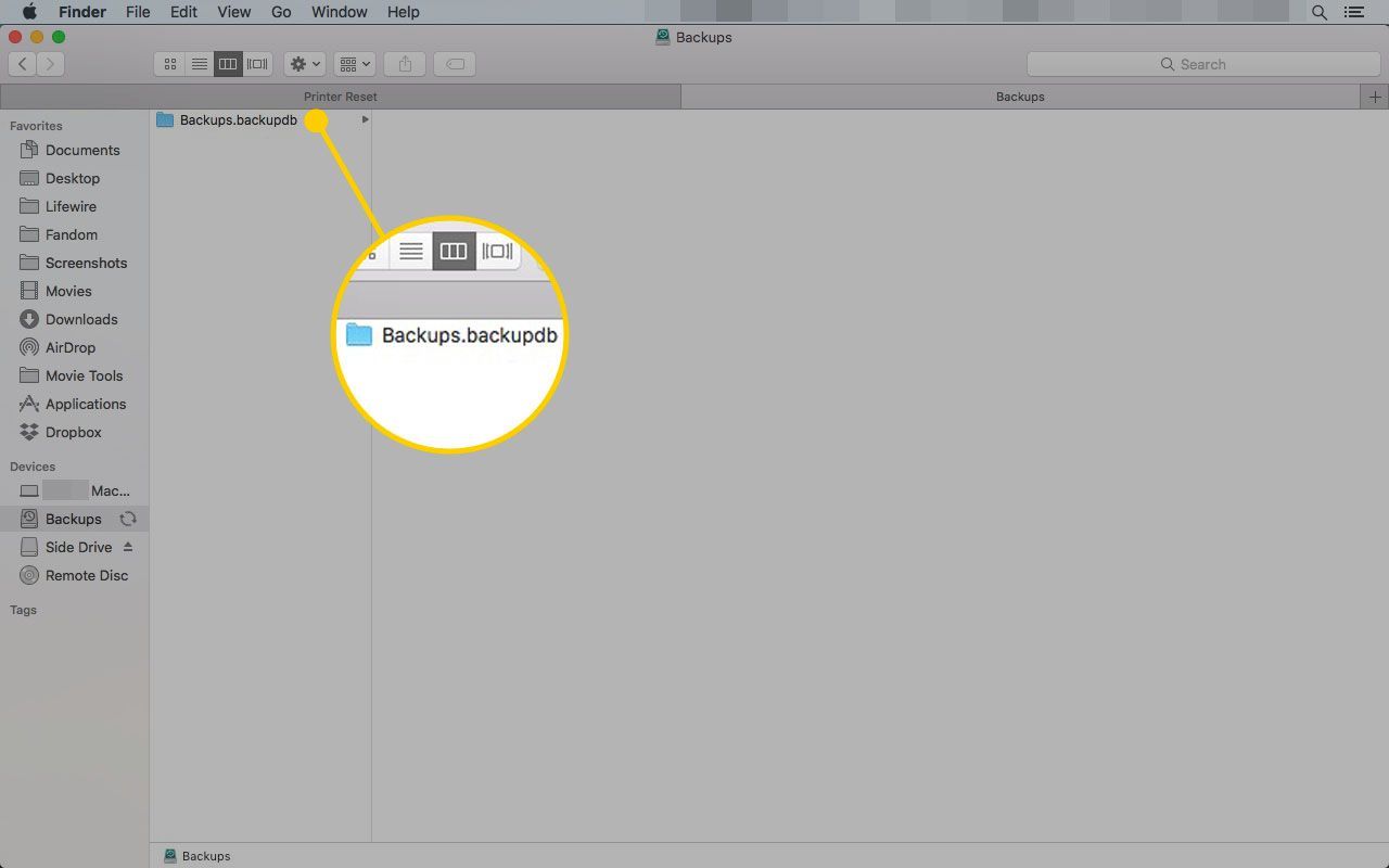 Резервное копирование на Mac с выделенной папкой «Резервные копии»