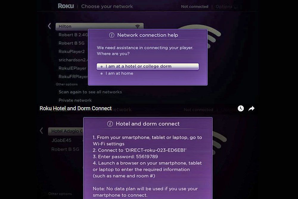 Скриншот установки Roku Dorm и Hotel Connect