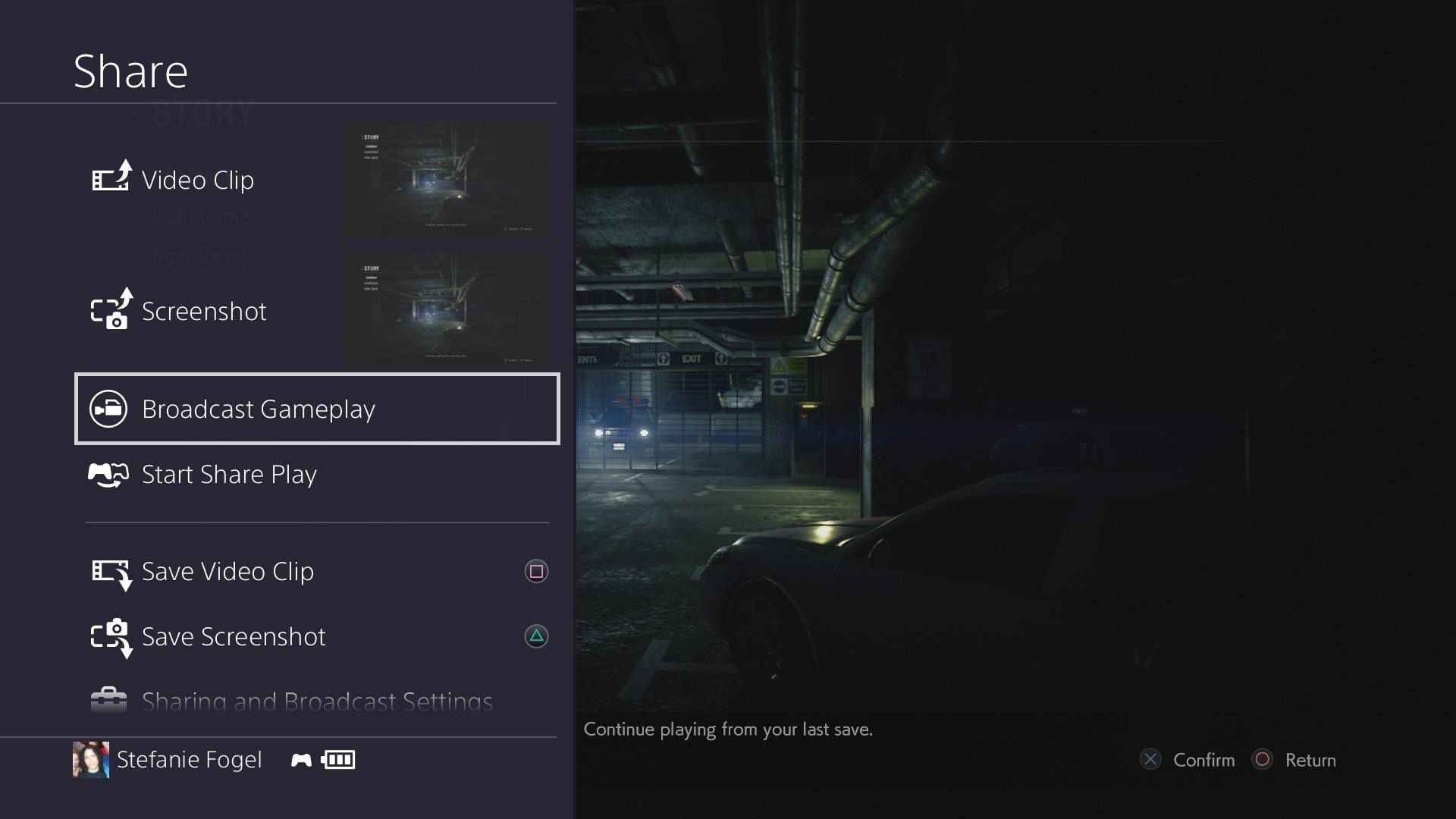 Скриншот PS4's share options