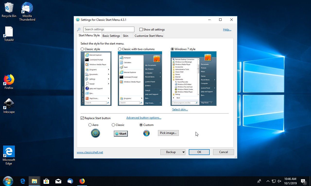 Windows 10 с Windows 7 кнопка Пуск