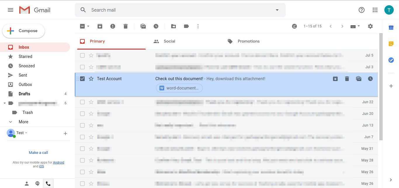 Gmail выбрать сообщение из входящих