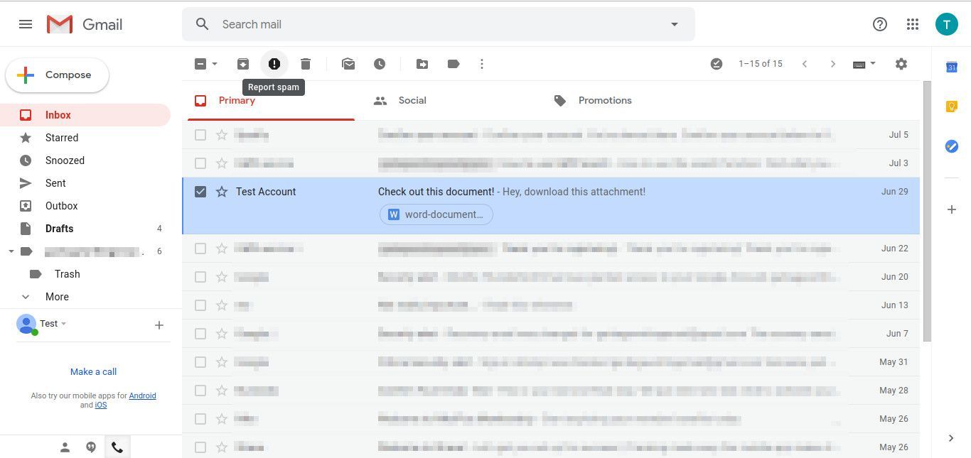 Gmail сообщить о спаме