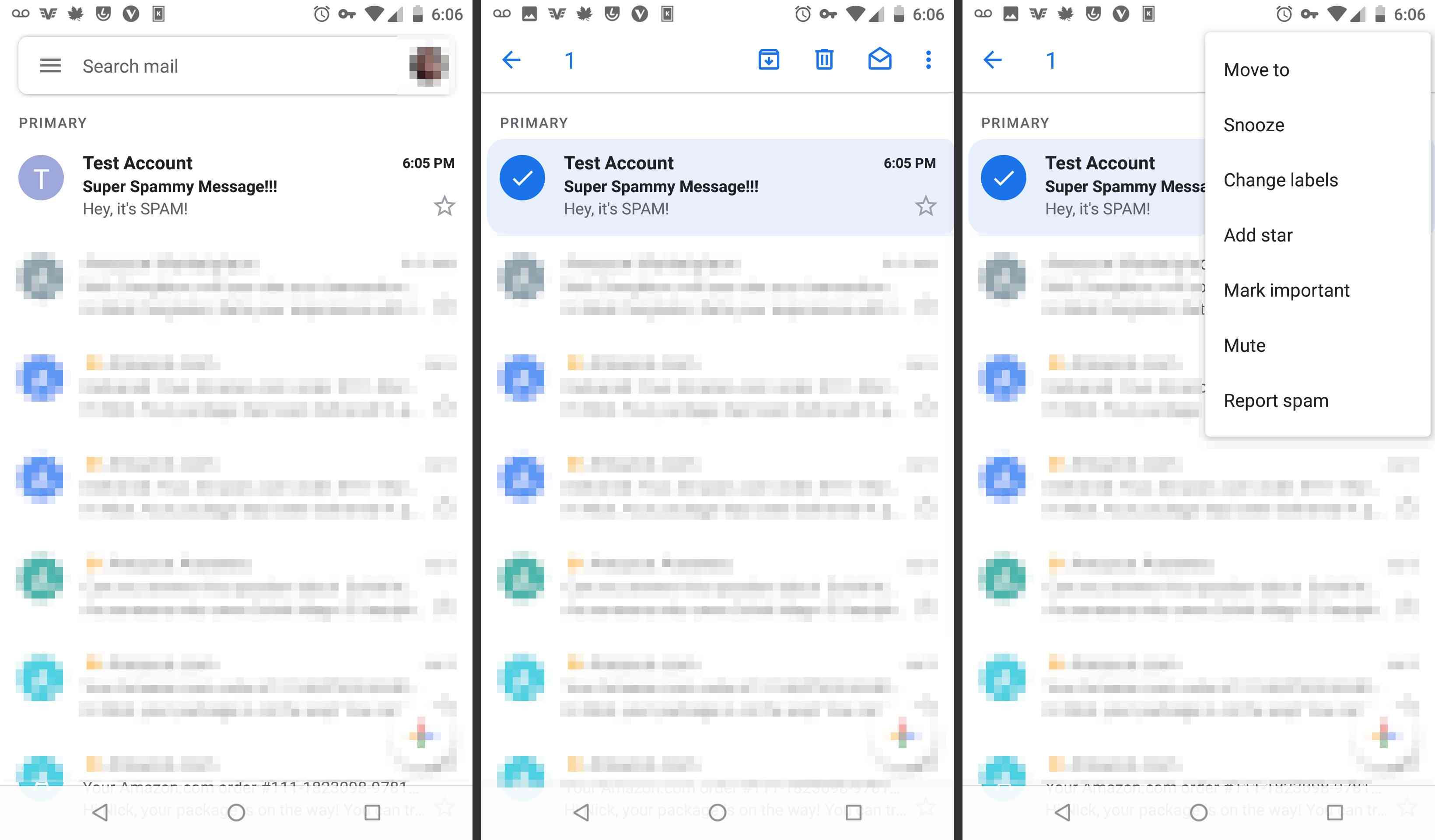 Мобильное приложение Gmail сообщает о спаме
