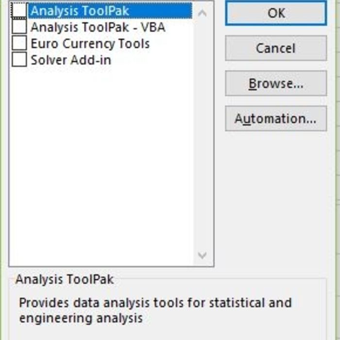 Пакет инструментов анализа Excel