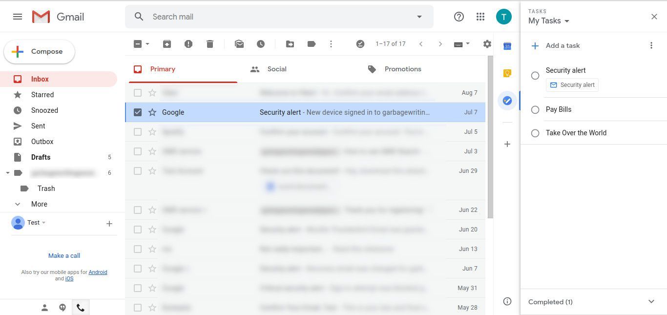 Добавлена ​​задача Gmail